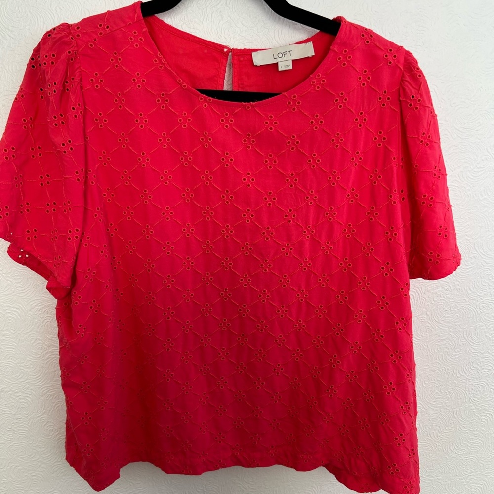 Loft Pink Eyelet Top